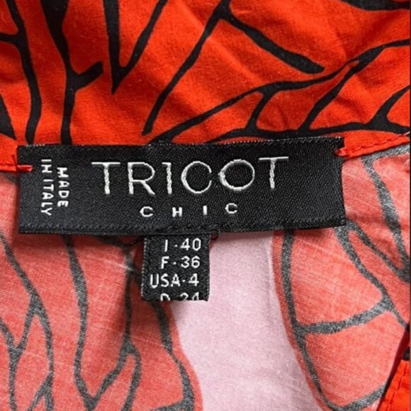 Tricot Chic Women’s Dress Made in Italy Orange Flower Size 4 - Picture 3 of 3